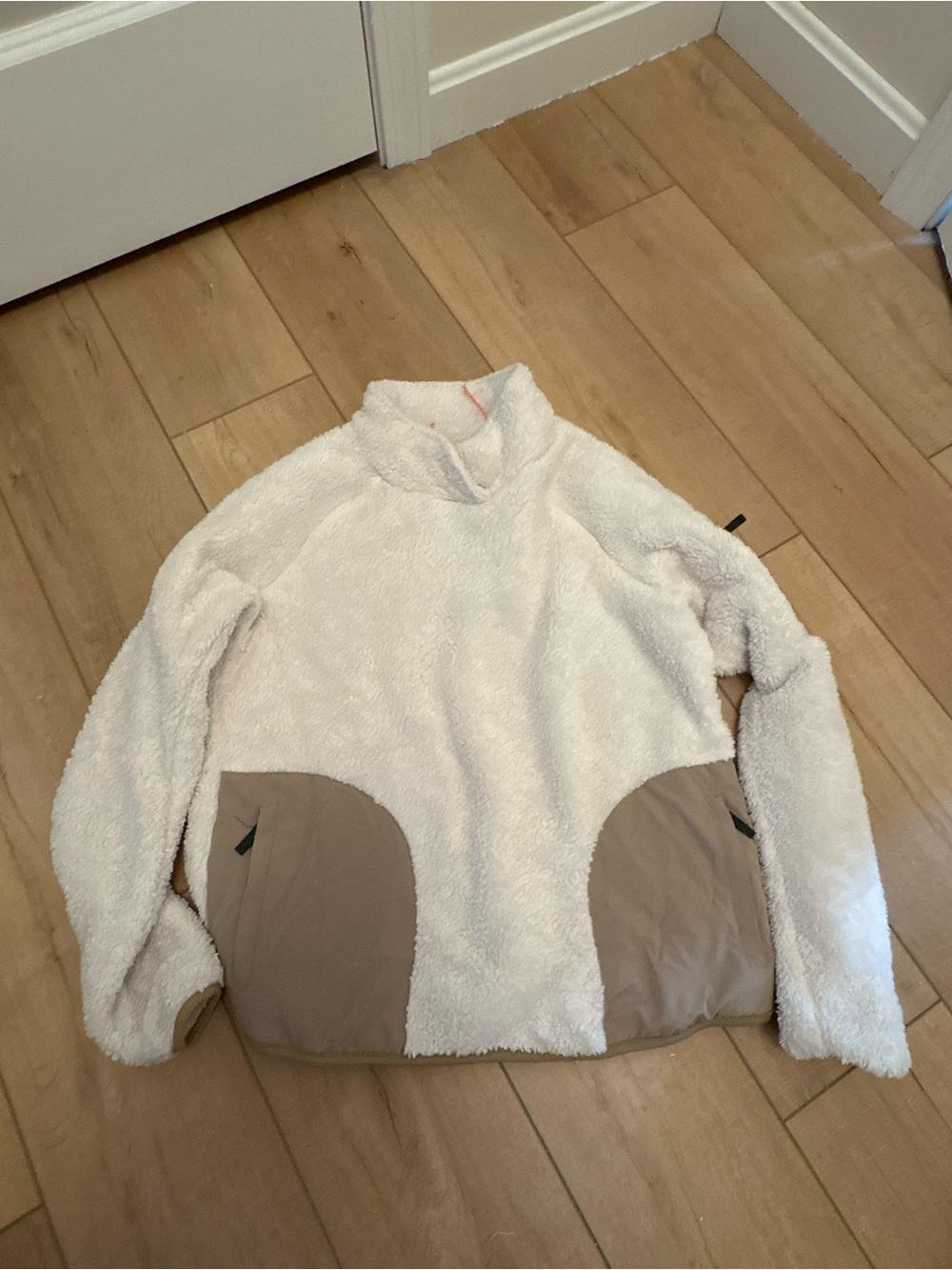 Orvis Cream Sherpa Jacket with Tan Pocket Panels